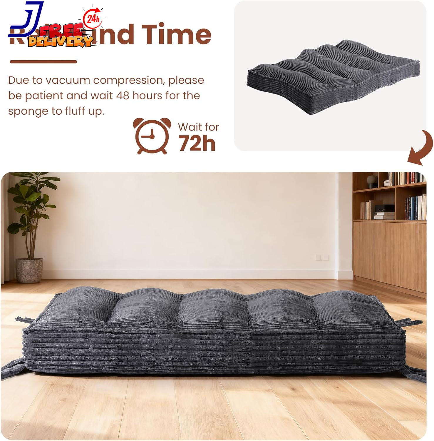10″ Futon Mattress Queen Size Futons Sofa Couch Bed with Straps Thick Corduroy