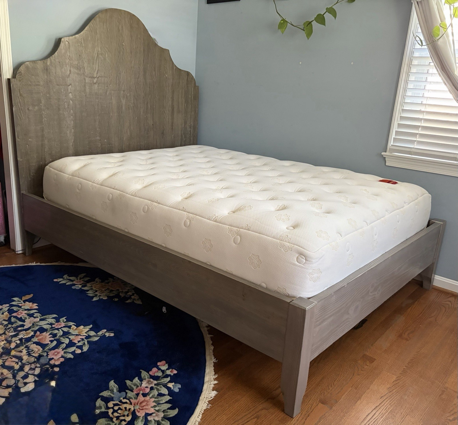 Solid Wood Queen Handmade Bed and Prana Sleep Vinyasa Memory Foam Mattress