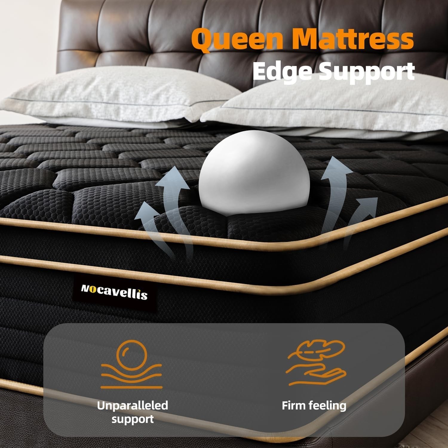 Queen Mattress 12 Inch Memory Foam Pocket Spring Hybrid Bed Motion Isolation