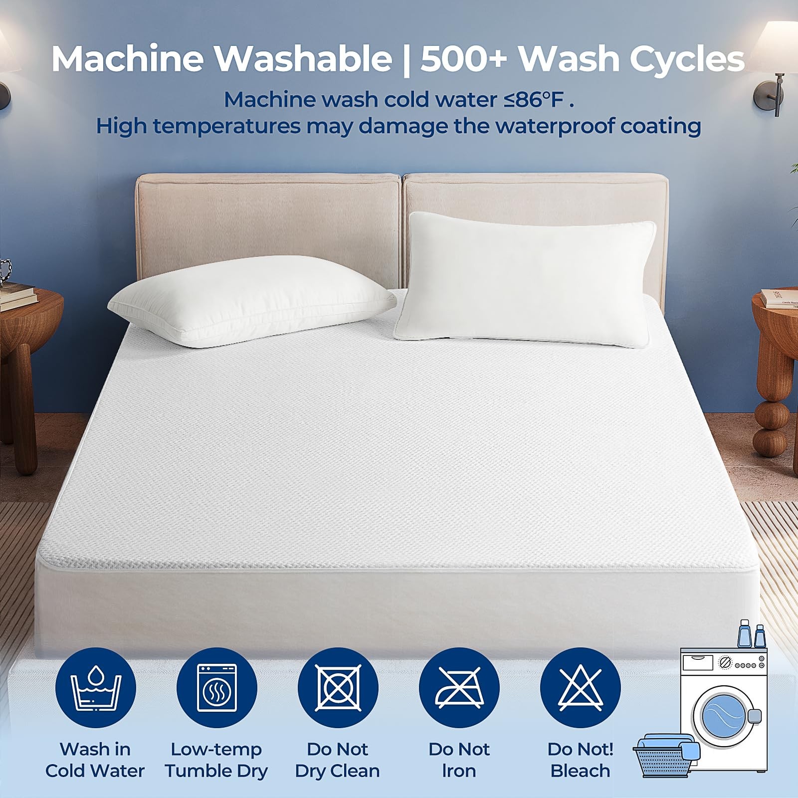 TASTELIFE King Size Waterproof Mattress Protector, 3D Air Fabric King, White