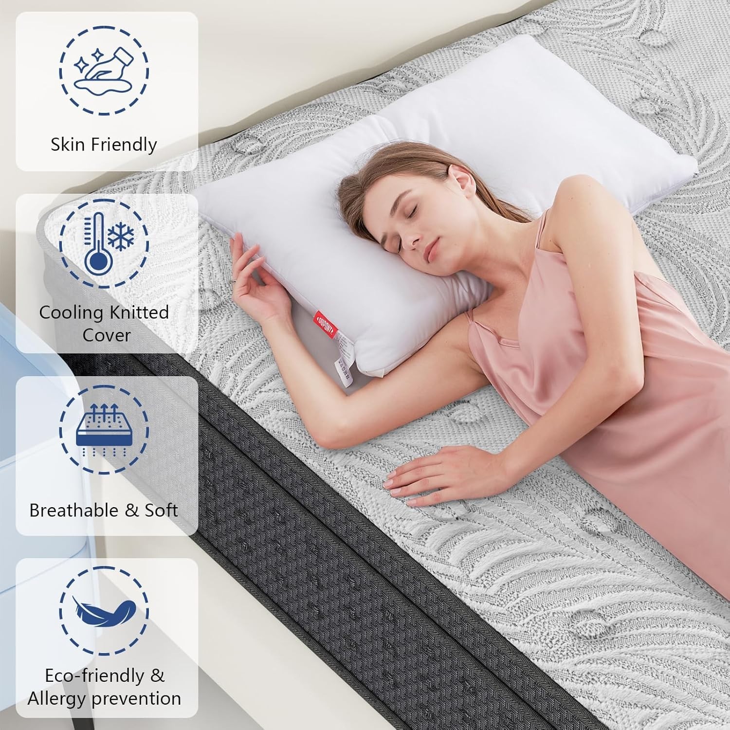 14″ Cal King Mattress Hybrid Spring Medium Firm Gel Memory Foam Bed in a Box