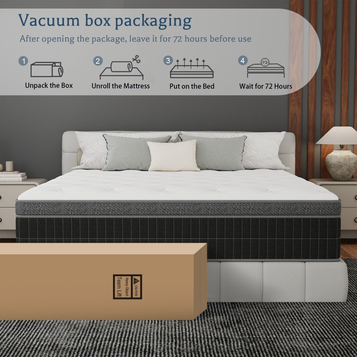 10/12/14 Inch Gel Memory Foam Hybrid Spring Mattress Twin Full Queen King In Box