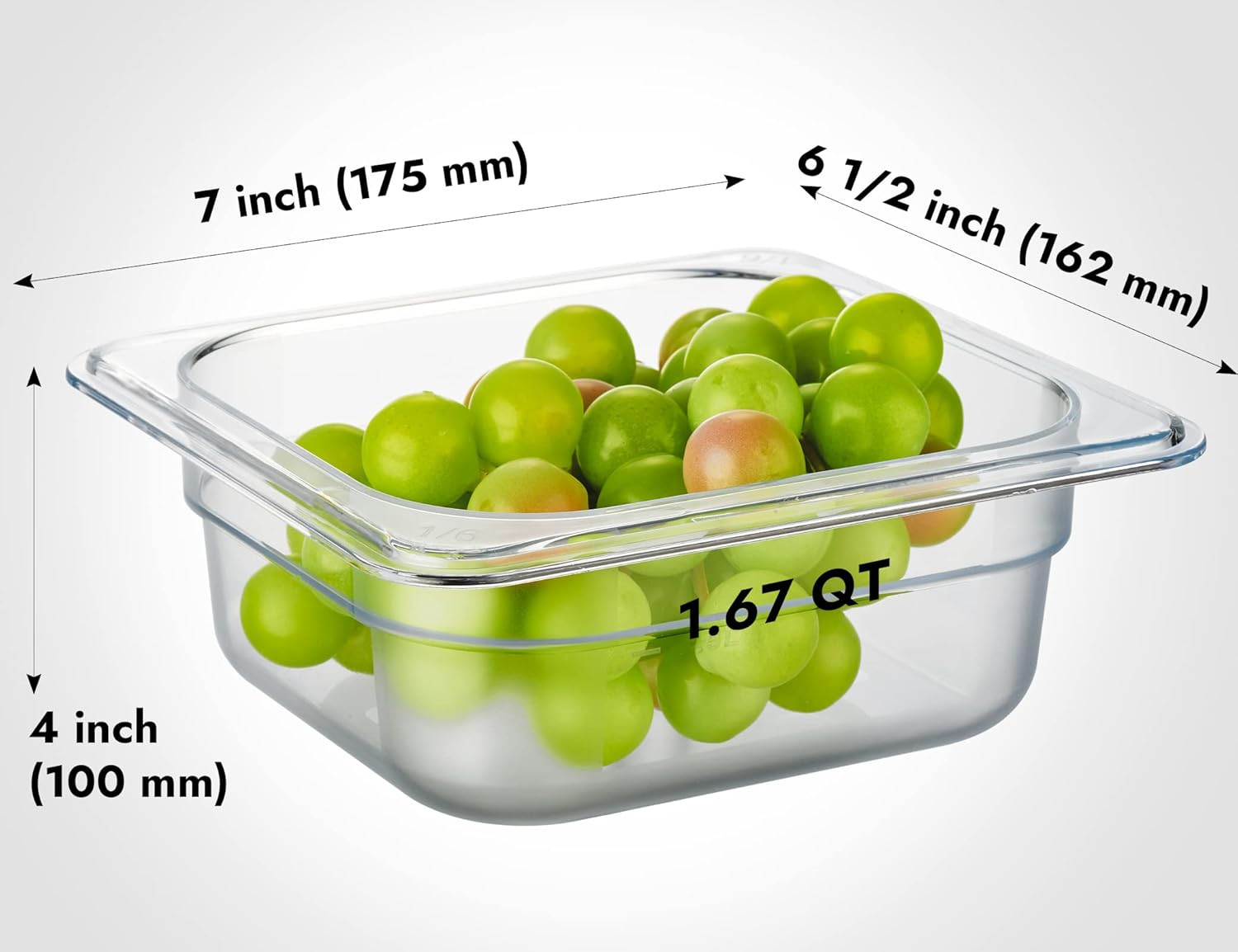 6-Pack 1/6 Size 2.5″ Deep NSF Polycarbonate Food Pans | Dishwasher & Freezer Saf