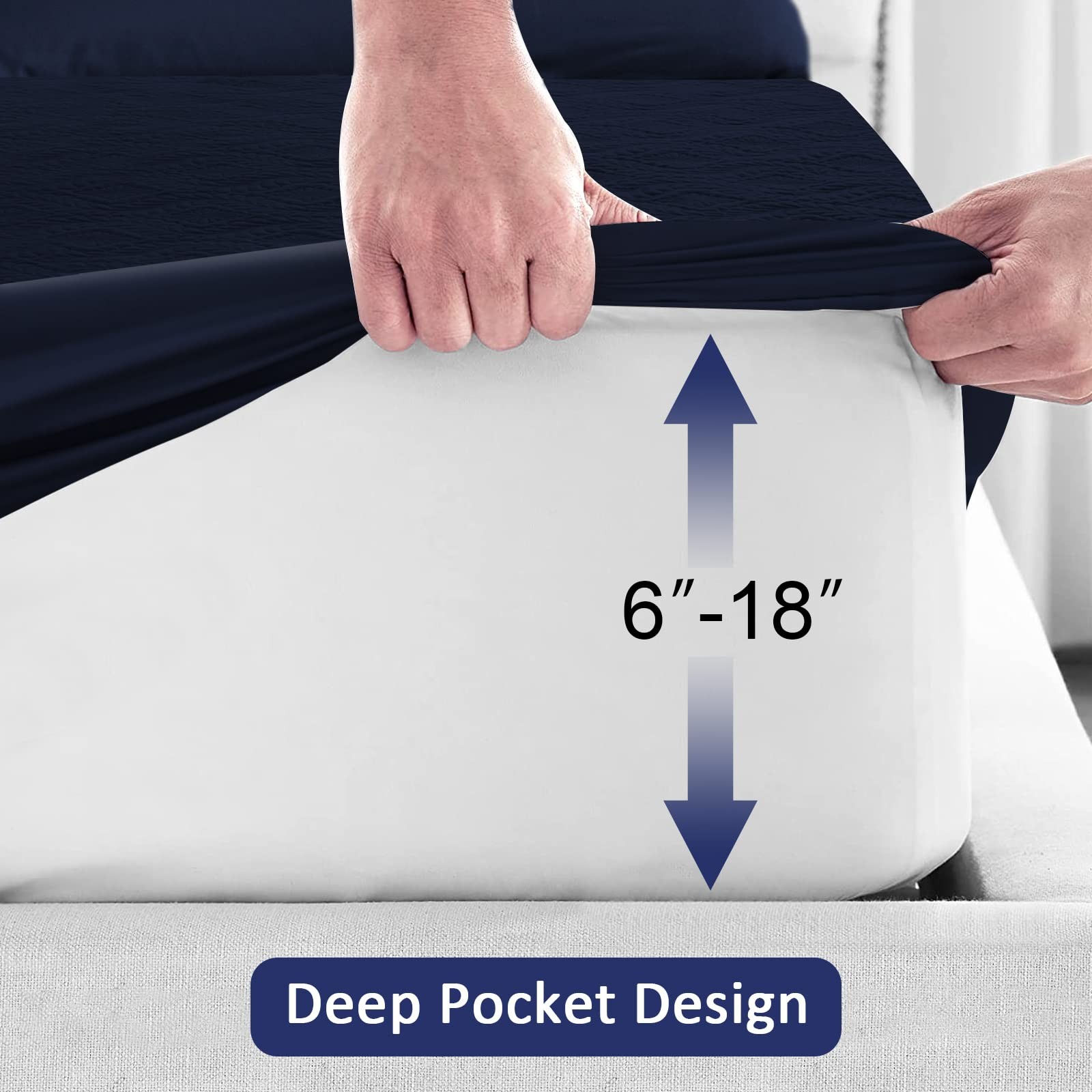 Sufdari Queen Mattress Protector, Navy Blue 3D Air, Queen, 3d Air
