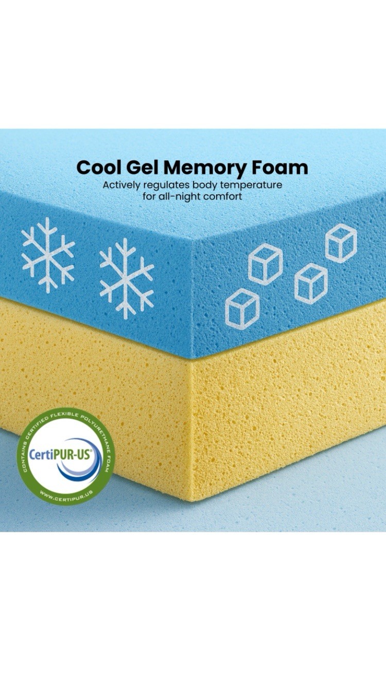Gel Memory Foam Medium-Firm Mattress, CertiPUR-US Certified, Mattress SIZE TWIN