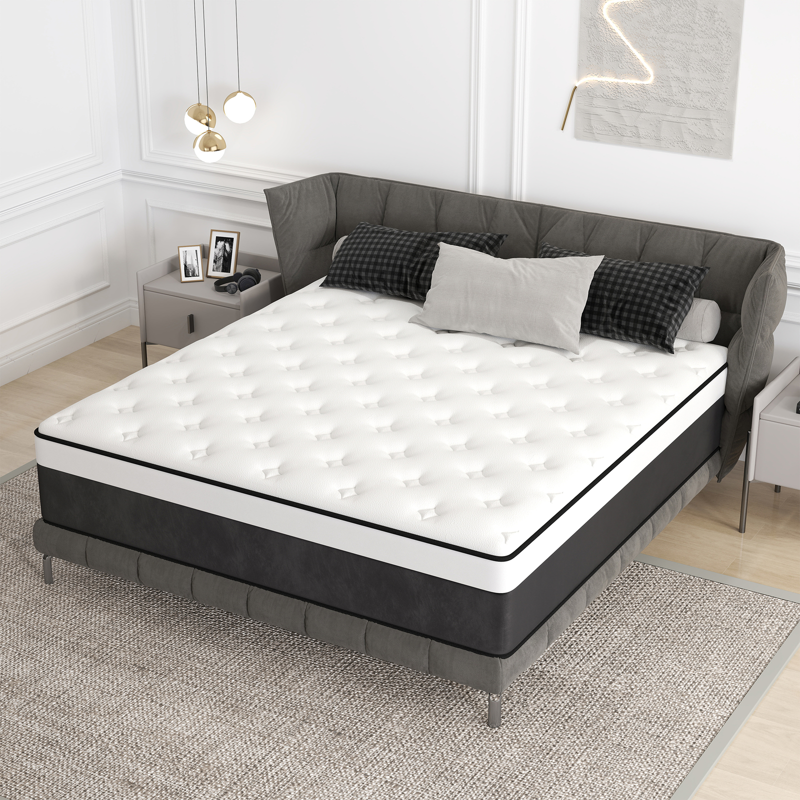 12″ 14″ Gel Memory Foam Mattress Twin Full Queen King Hybrid Spring Bed In A Box