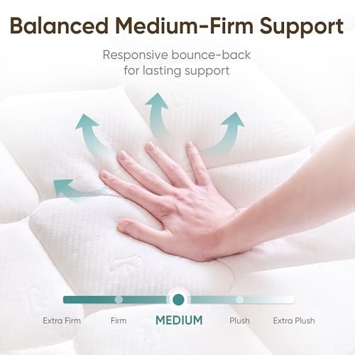 10″ Twin Mattress – Cooling Gel Memory Foam & Pocket Spring Hybrid, Medium Firm,