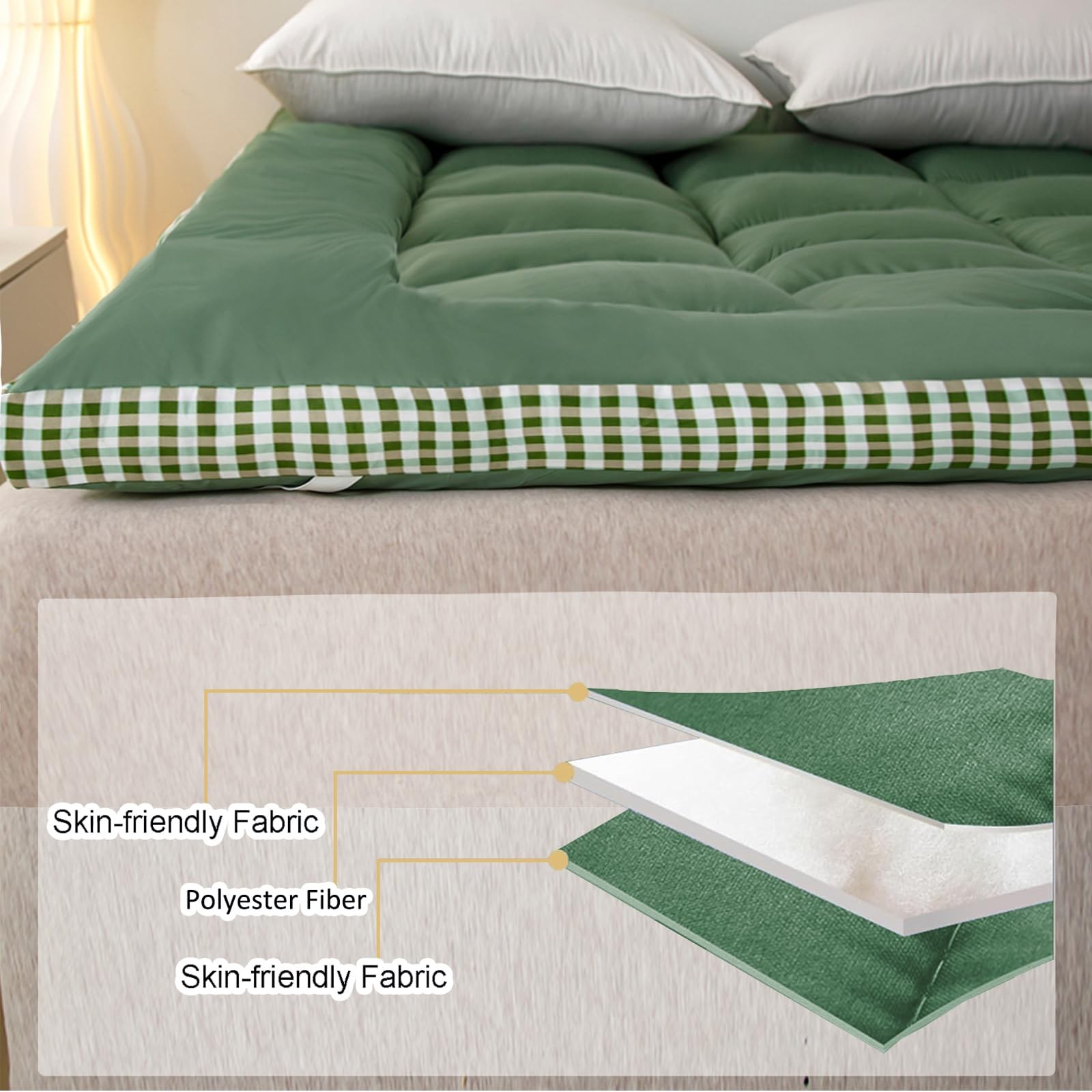 Thick Mattress Topper Full Size – Non-Slip Mattress Pad Cover for Back Pain B…