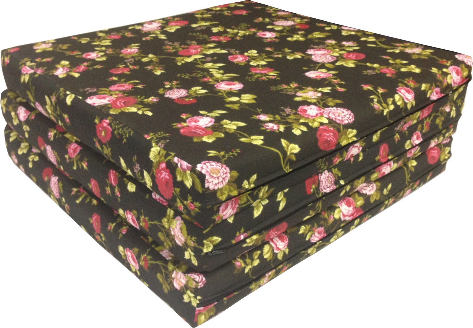 Shikibuton Trifold Foam Beds, High Density Folding Mats 3x27x75, Rose Black