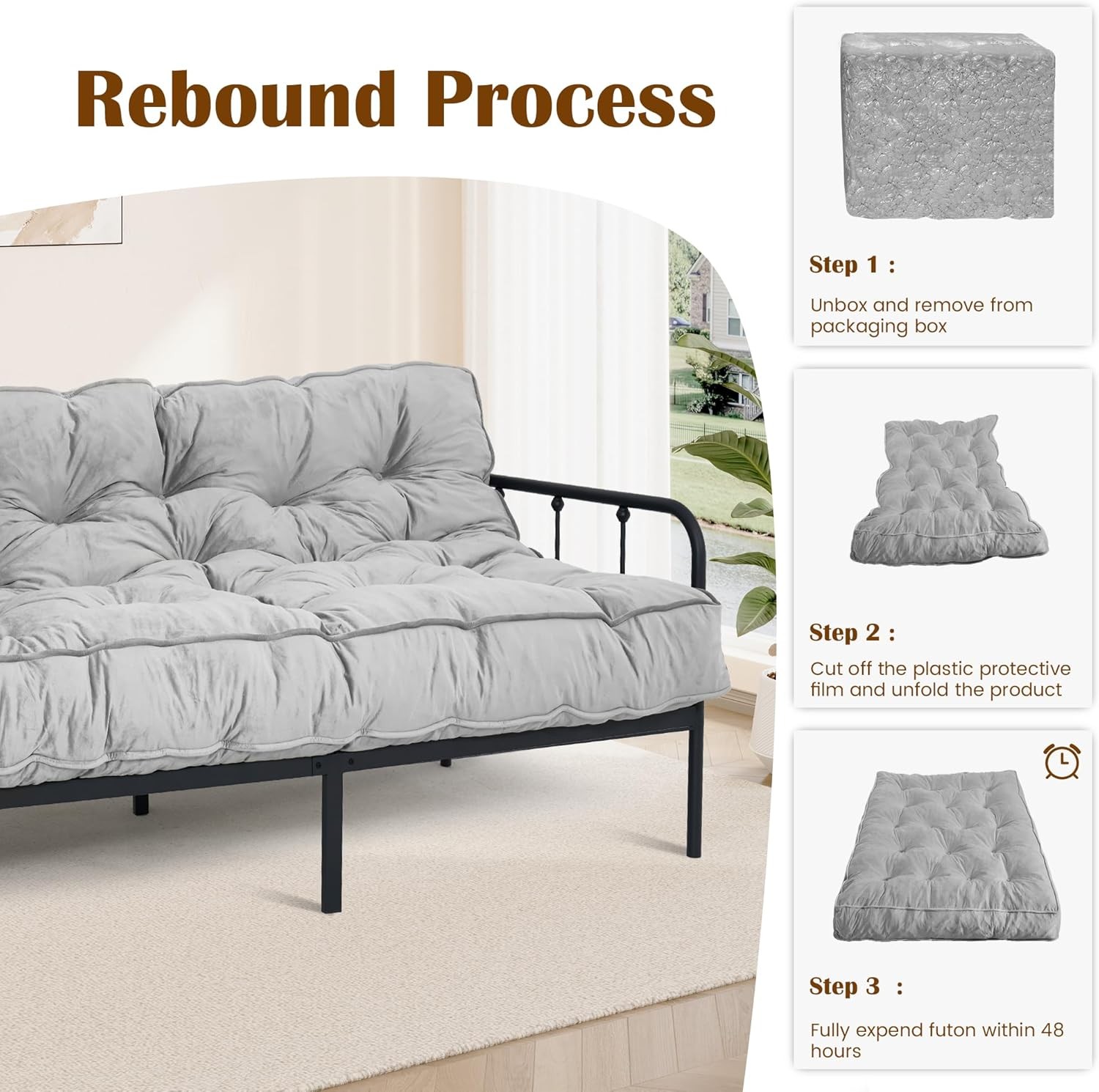 Futon Mattr Full Size 54″ x 80″, 8″ Thi Floor Mattr for Adults,