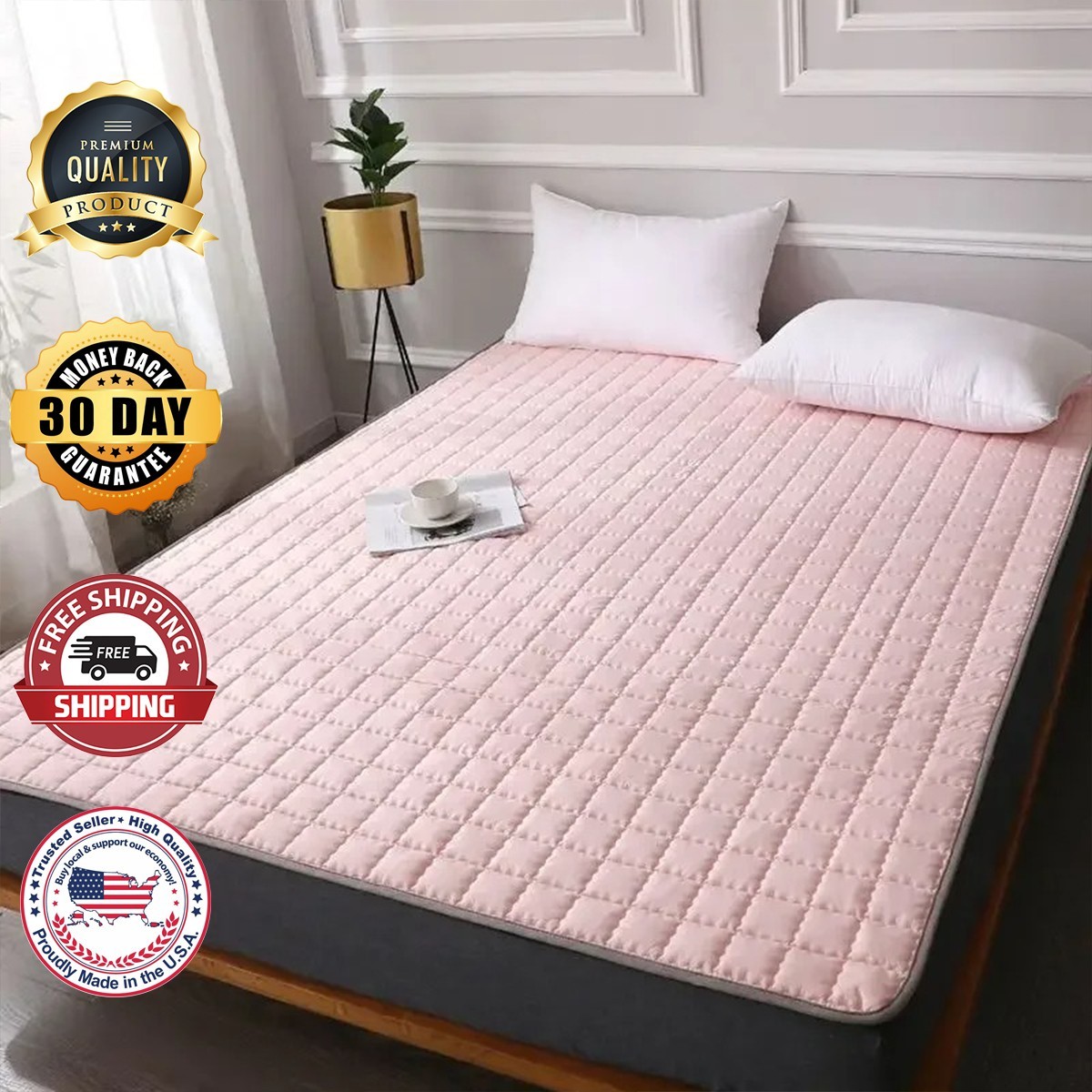Queen Size Mattress Topper, 1200 GSM Cooling Cushion, Mattress Pad for Back Pain