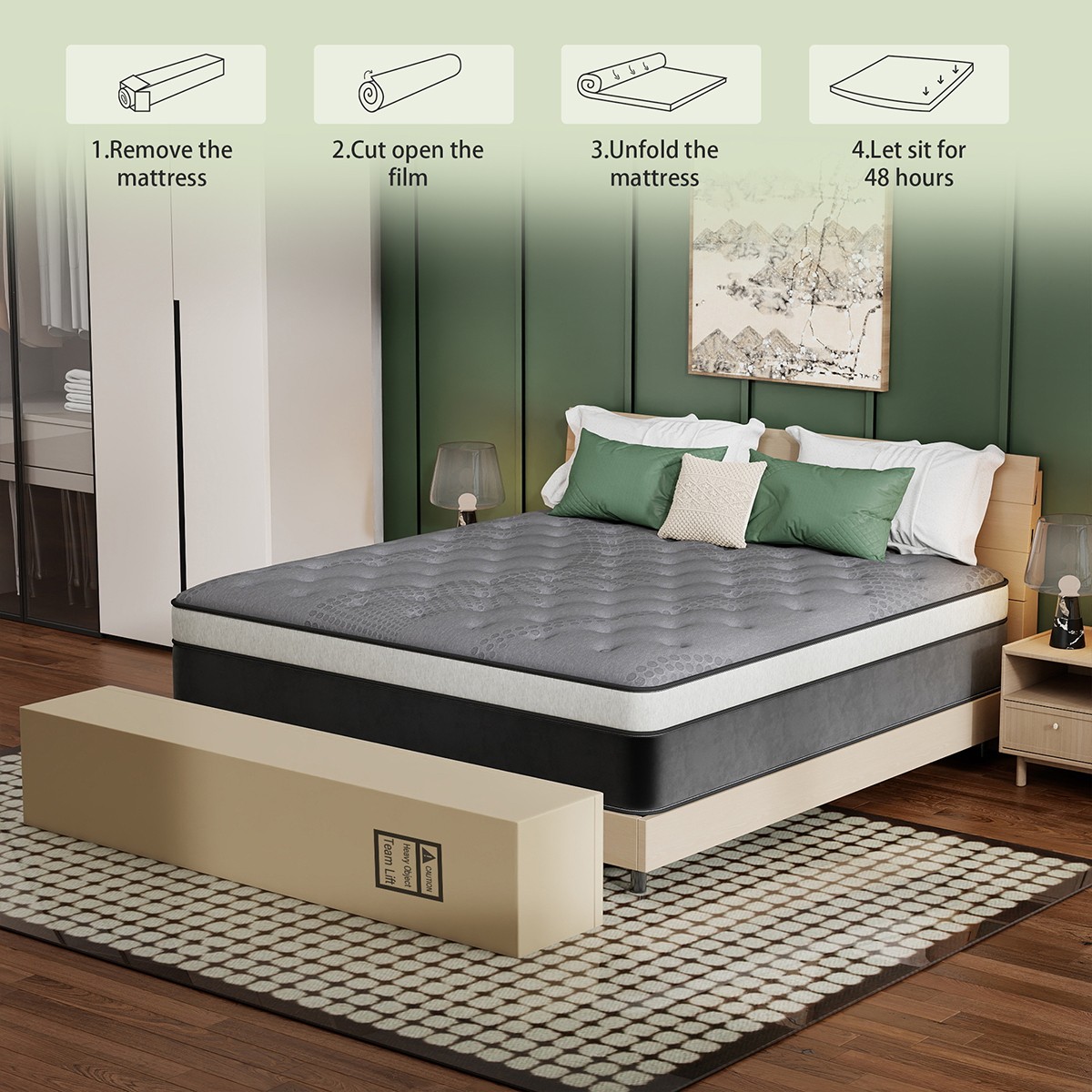 12/14 Inch Gel Memory Foam Hybrid Spring Mattress Twin Full Queen King In a Box