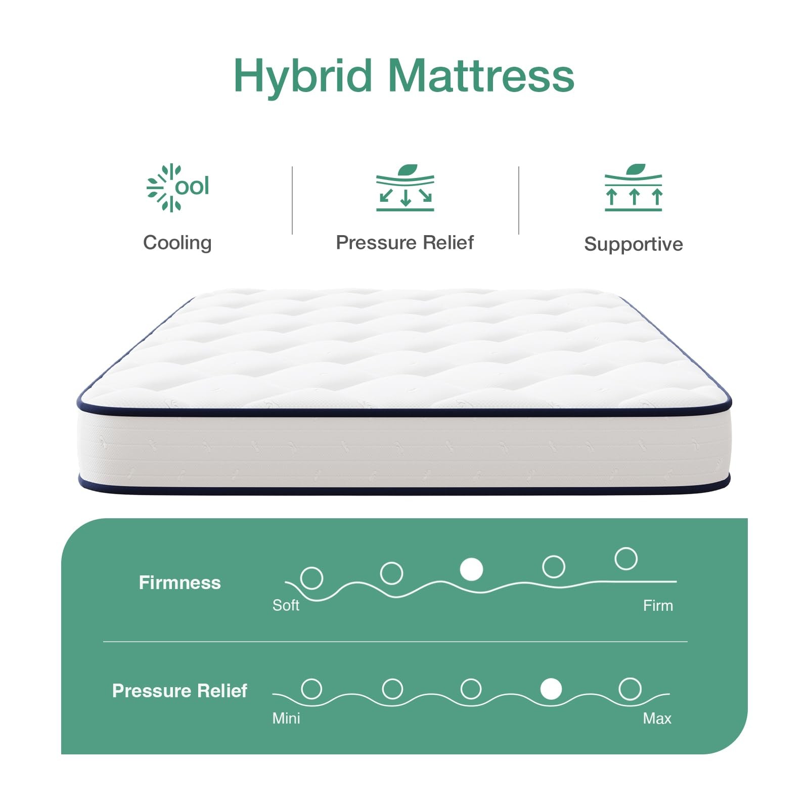 6 Inch Twin Mattress,Bonnell Spring Hybrid Mattresses for Spine Support & Coo…