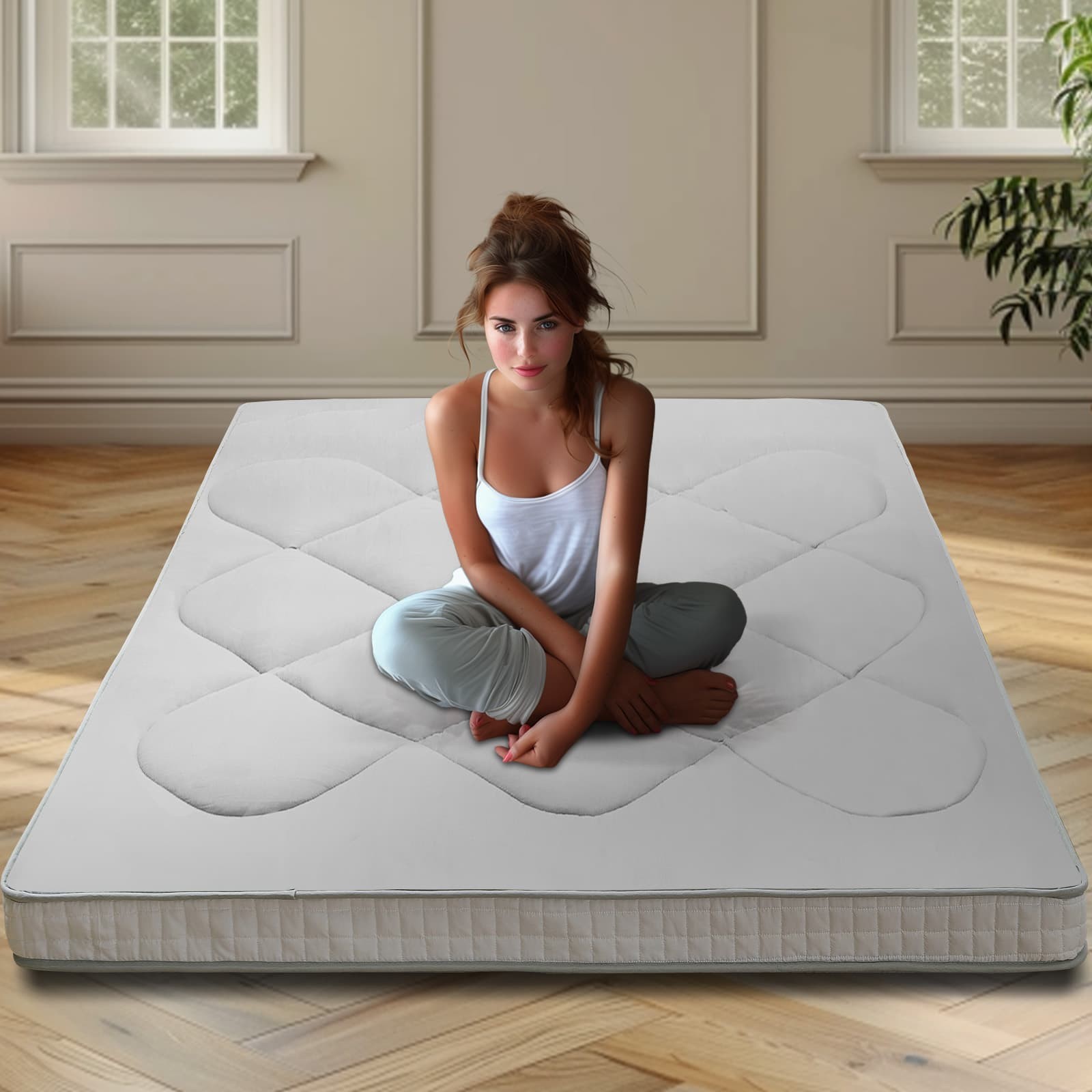 Thick Japanese Futon Mattress Roll-Up Sleeping Pad Floor Bed Couch Mat
