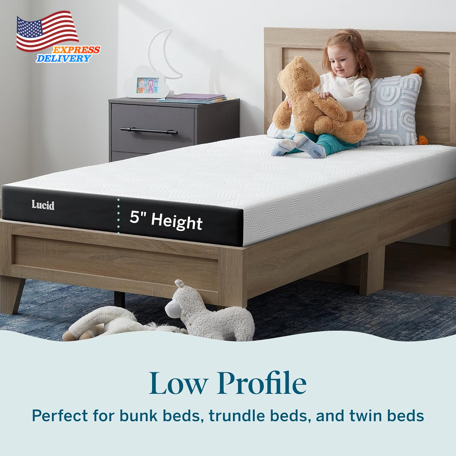 5″ Memory Foam Mattress Low Profile Firm Feel Infused with Bamboo Charcoal & Gel