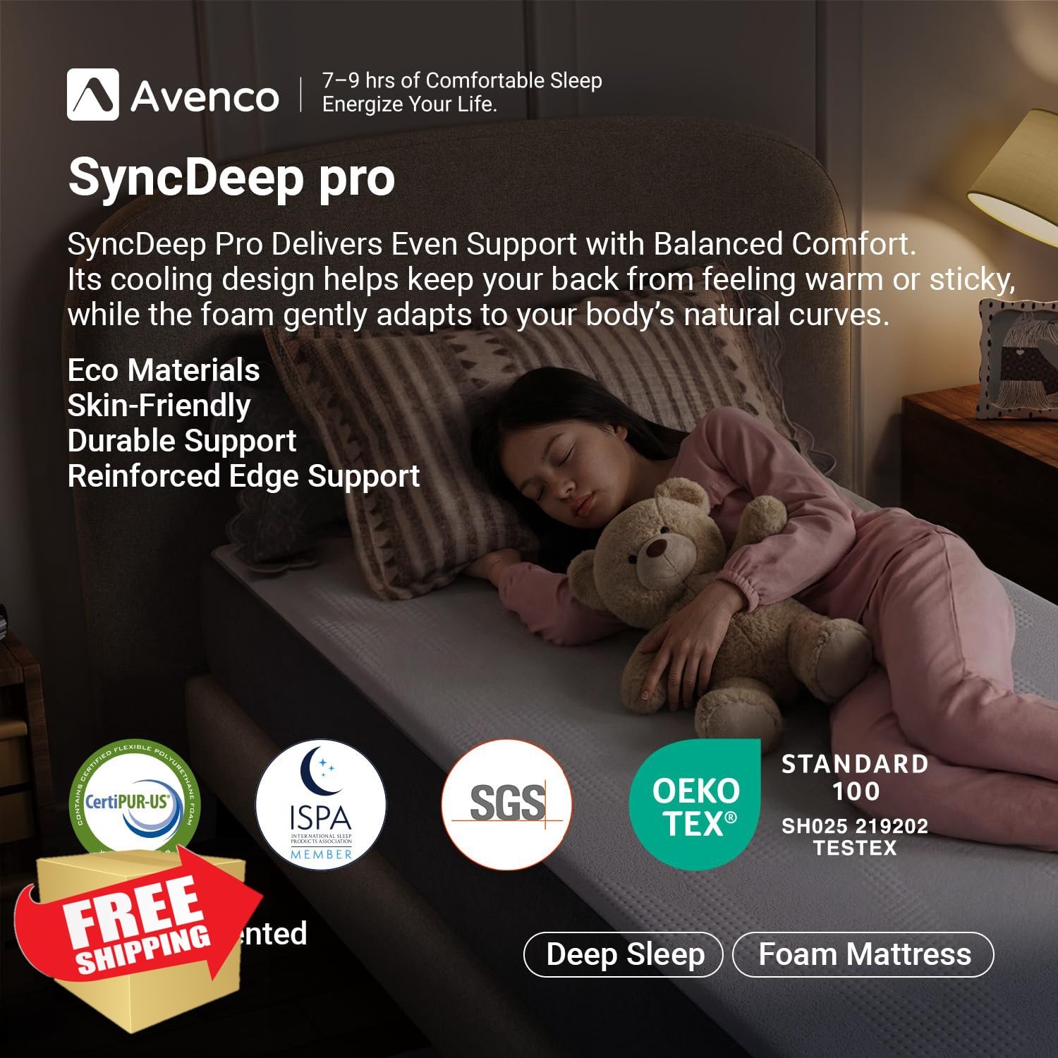 Avenco 8″ Twin XL Mattress Gel Memory Foam Breathable CertiPUR-US