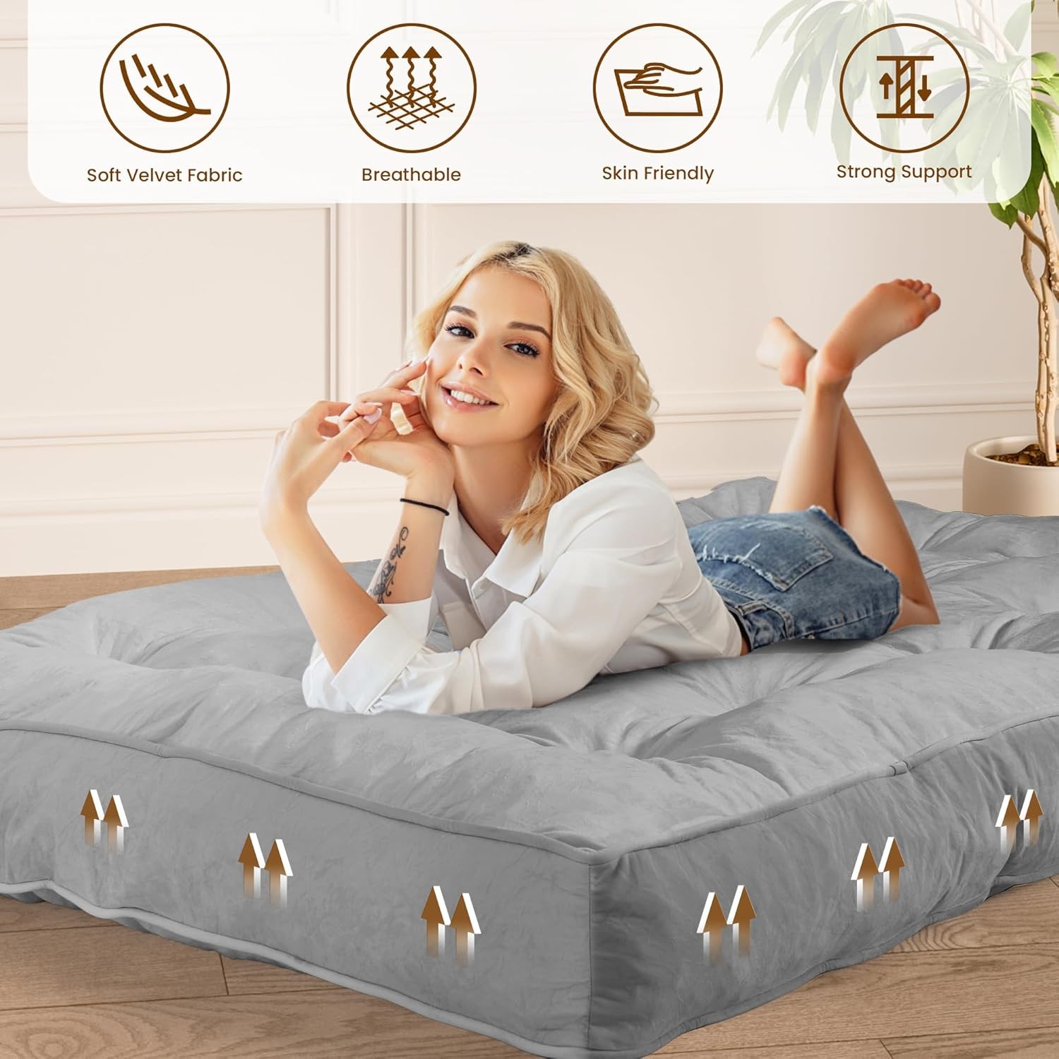 Futon Mattr Full Size 54″ x 80″, 8″ Thi Floor Mattr for Adults,