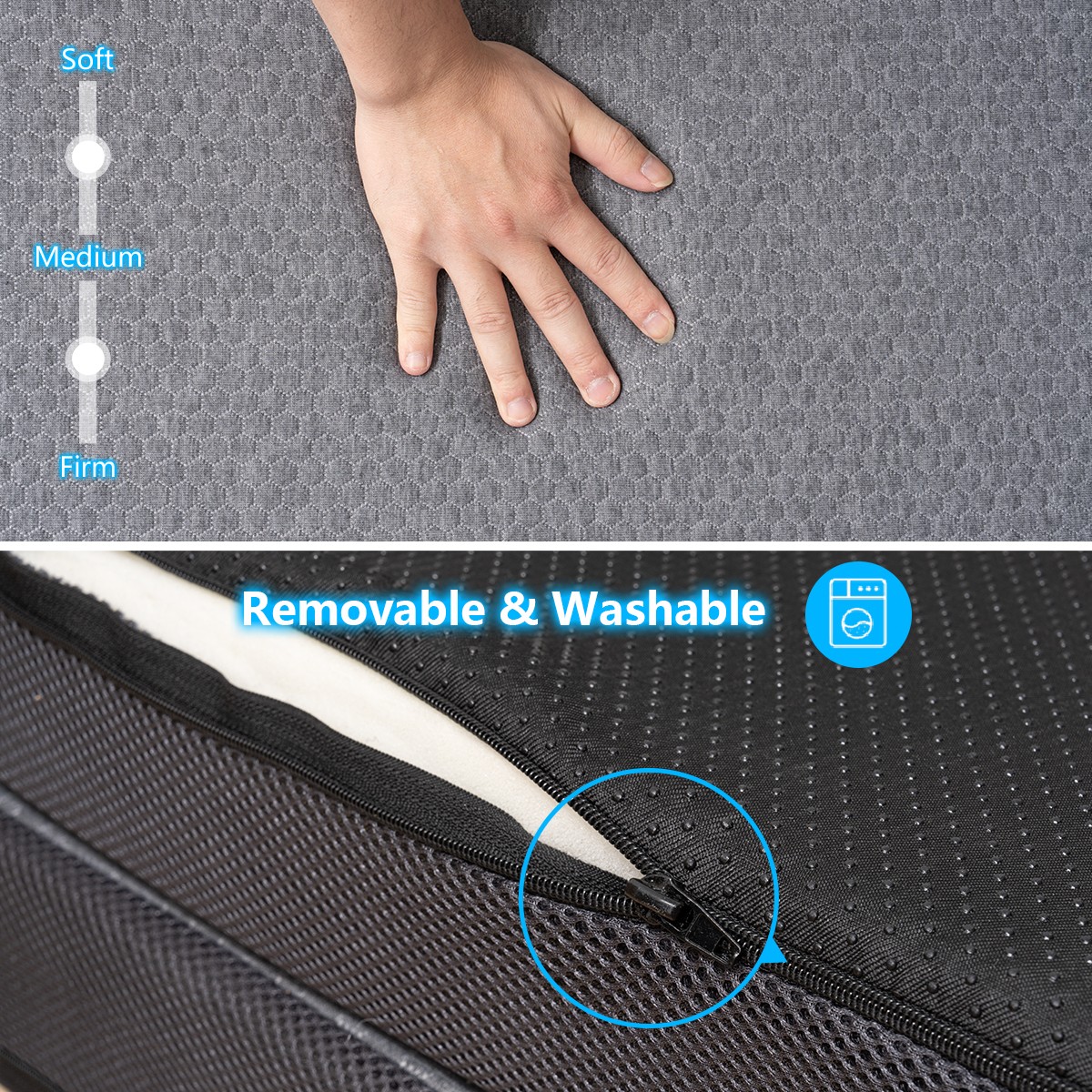 Portable 4/6Inch Folding Mattress Topper with Machine Washable Corduroy Cover
