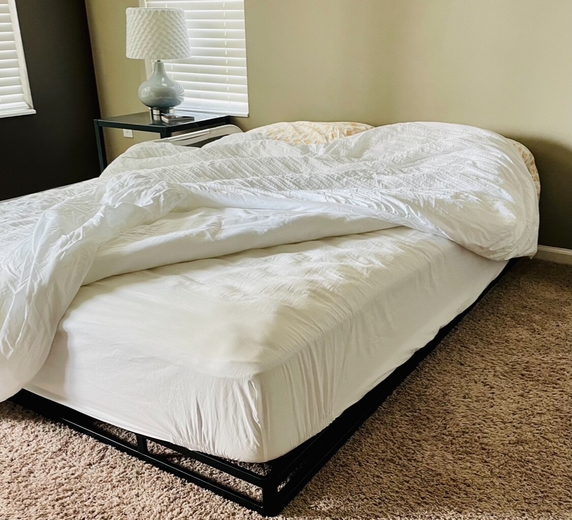 Sleepys Queen mattress, Zinus foundation and a new mattress protector