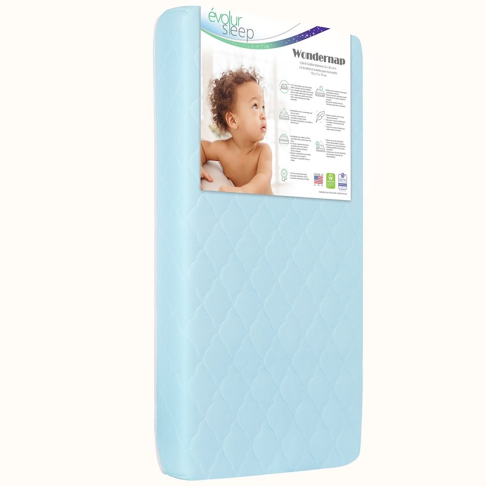 Evolur Wondernap 2 in 1 Full-size Crib Mattress, Blue
