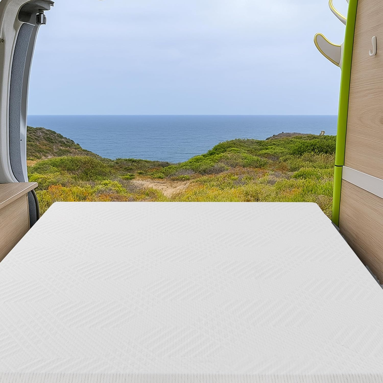 EGO White 8 Inch Short Queen Memory Foam RV Mattress, Cooling Gel Green Tea Matt
