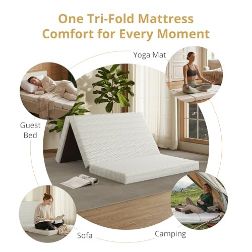 EGOHOME Folding Mattress 3 inch Trifold Memory Foam Mattress Single 3 Inch