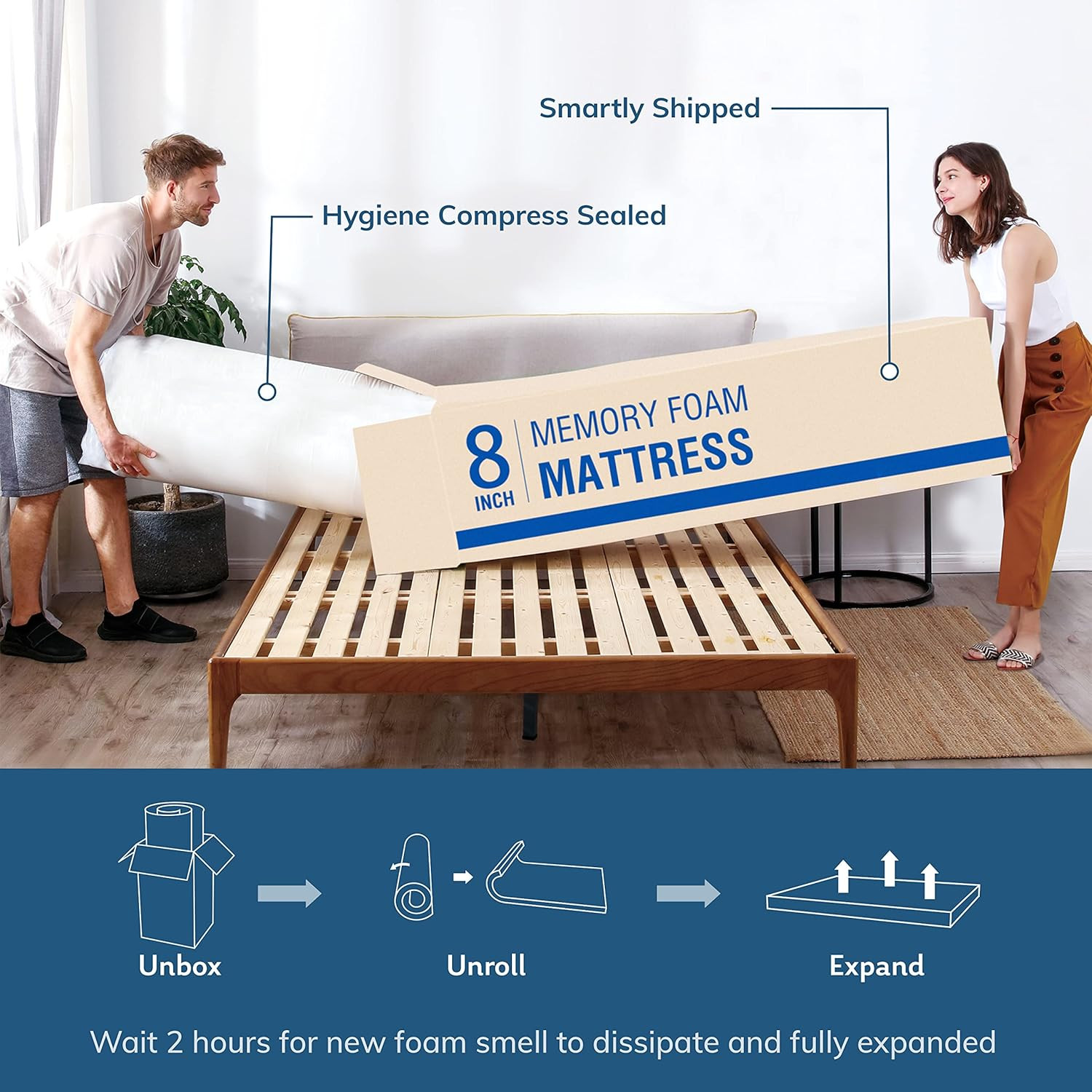 EGO 8 Inch Twin Memory Foam Mattress – Green Tea & Cooling Gel, Medium Firm, Cer