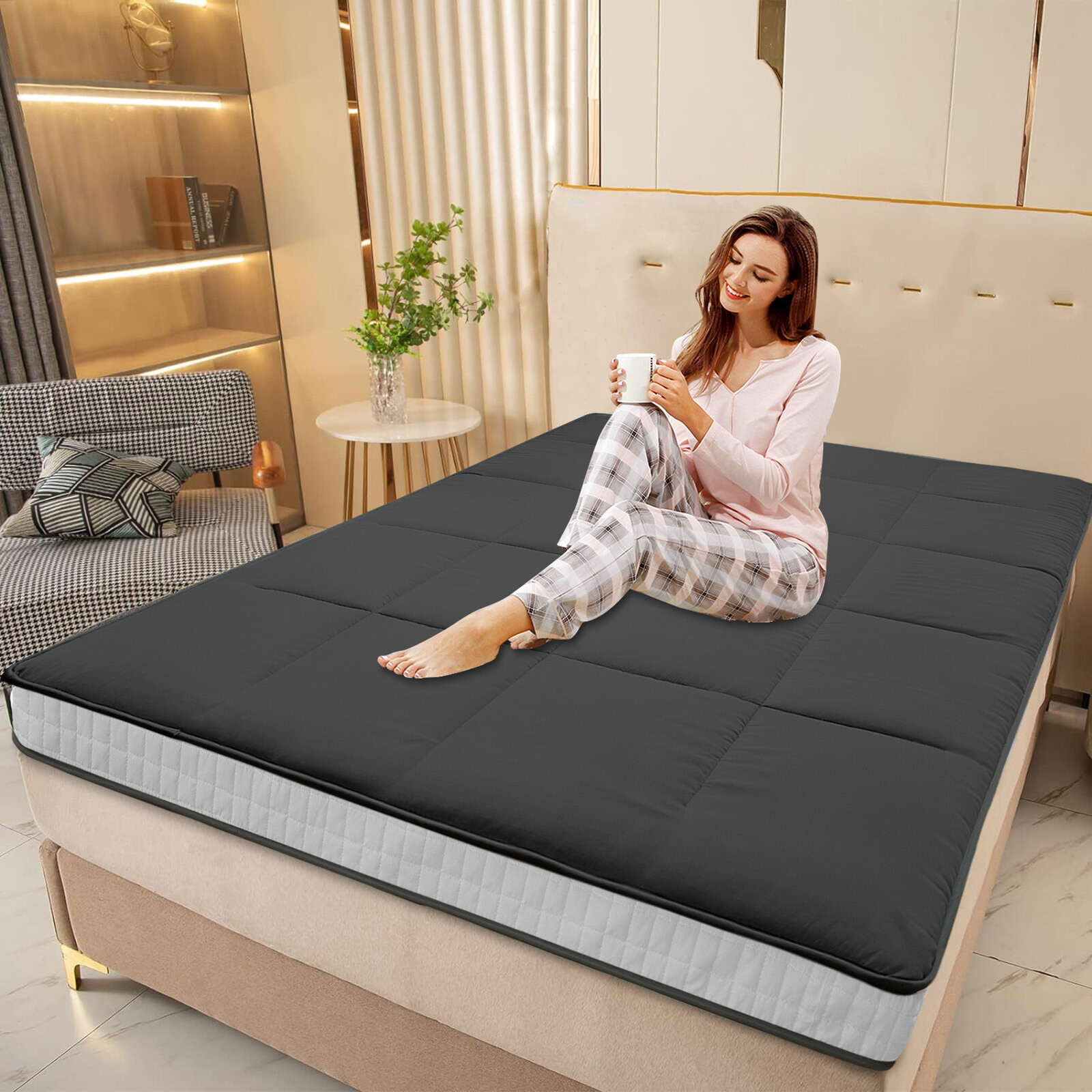 SUNYRISY 4″ Thicken Tatami Mat Sleeping Pad Foldable Mattress Japanese Pad