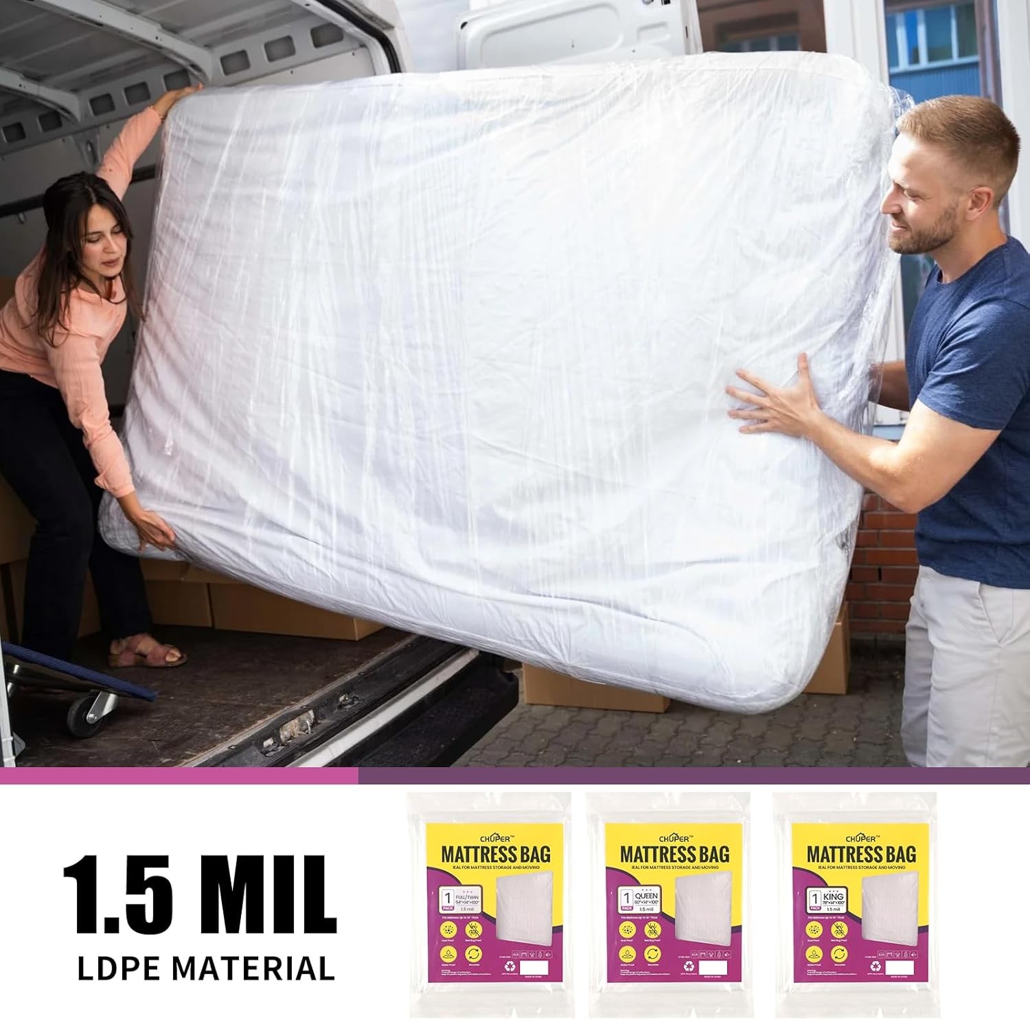 Mattress Moving & Storage Bag 100×60, Waterproof Dustproof Heavy Duty