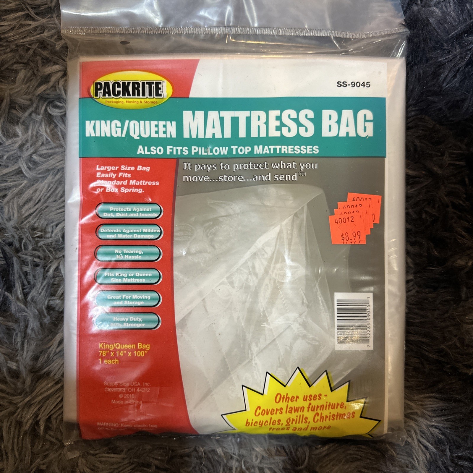Packrite King/Queen Mattress Bag 78x14x100 Inches 1 Count Heavy Duty – Brand New