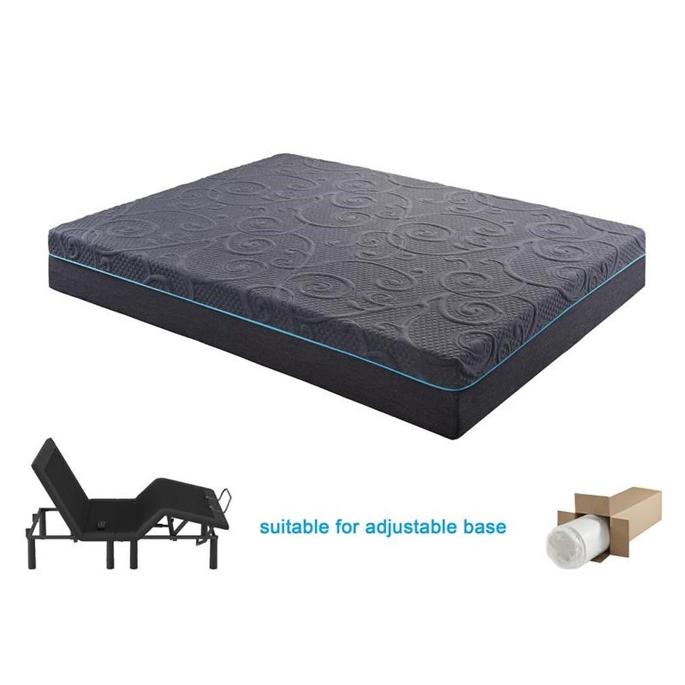 Pemberly Row 11″ Fabric Gel Memory Hybrid Mattress in Gray