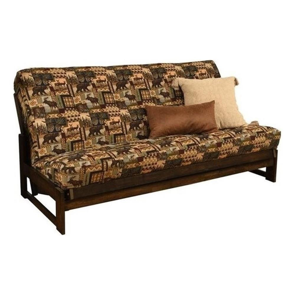 Full-size Futon Mattress in Brown Peter’s Cabin Print-Frame Not Included