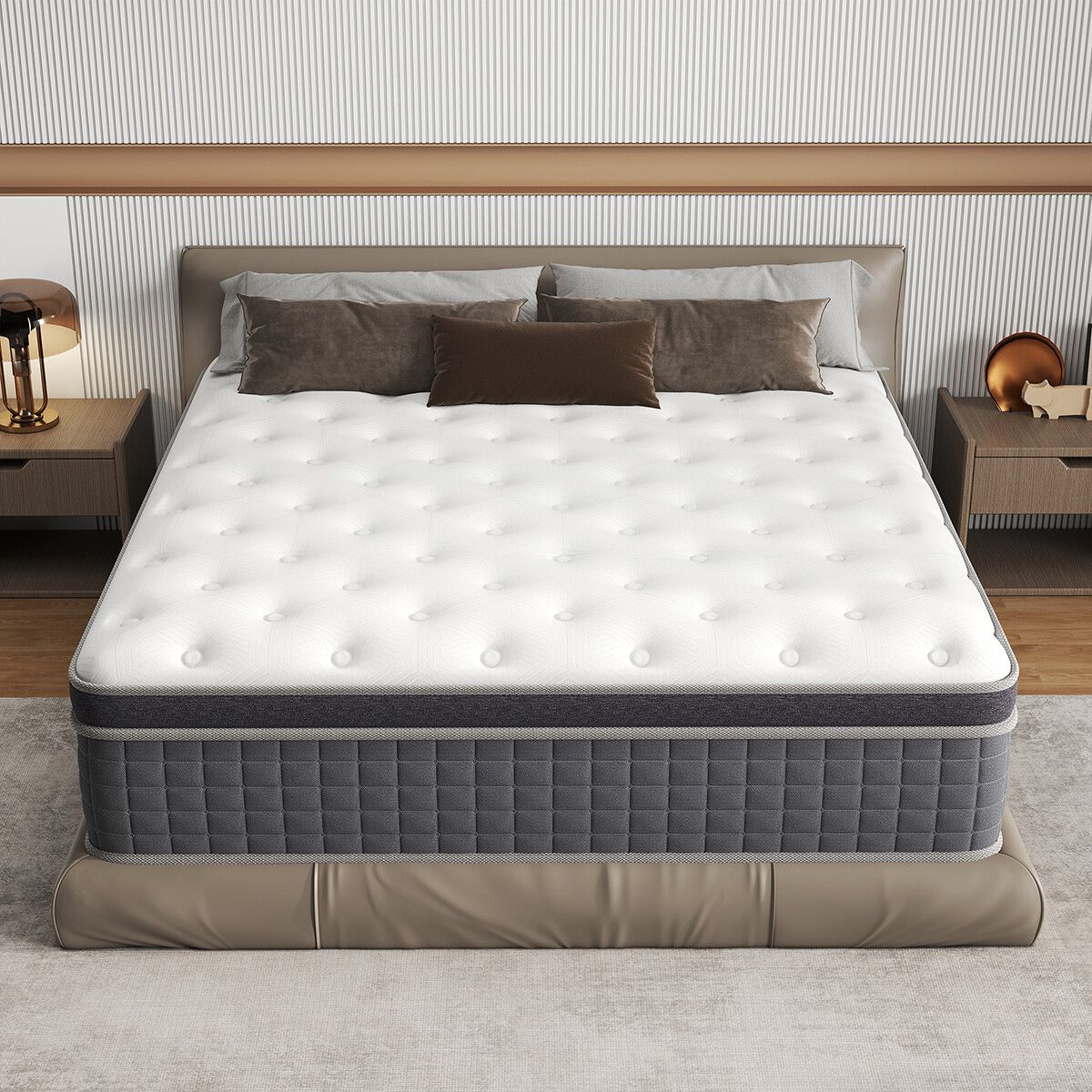 12″14″ Mattress in a Box Hybrid Spring Gel Memory Foam Twin Full Queen King Size