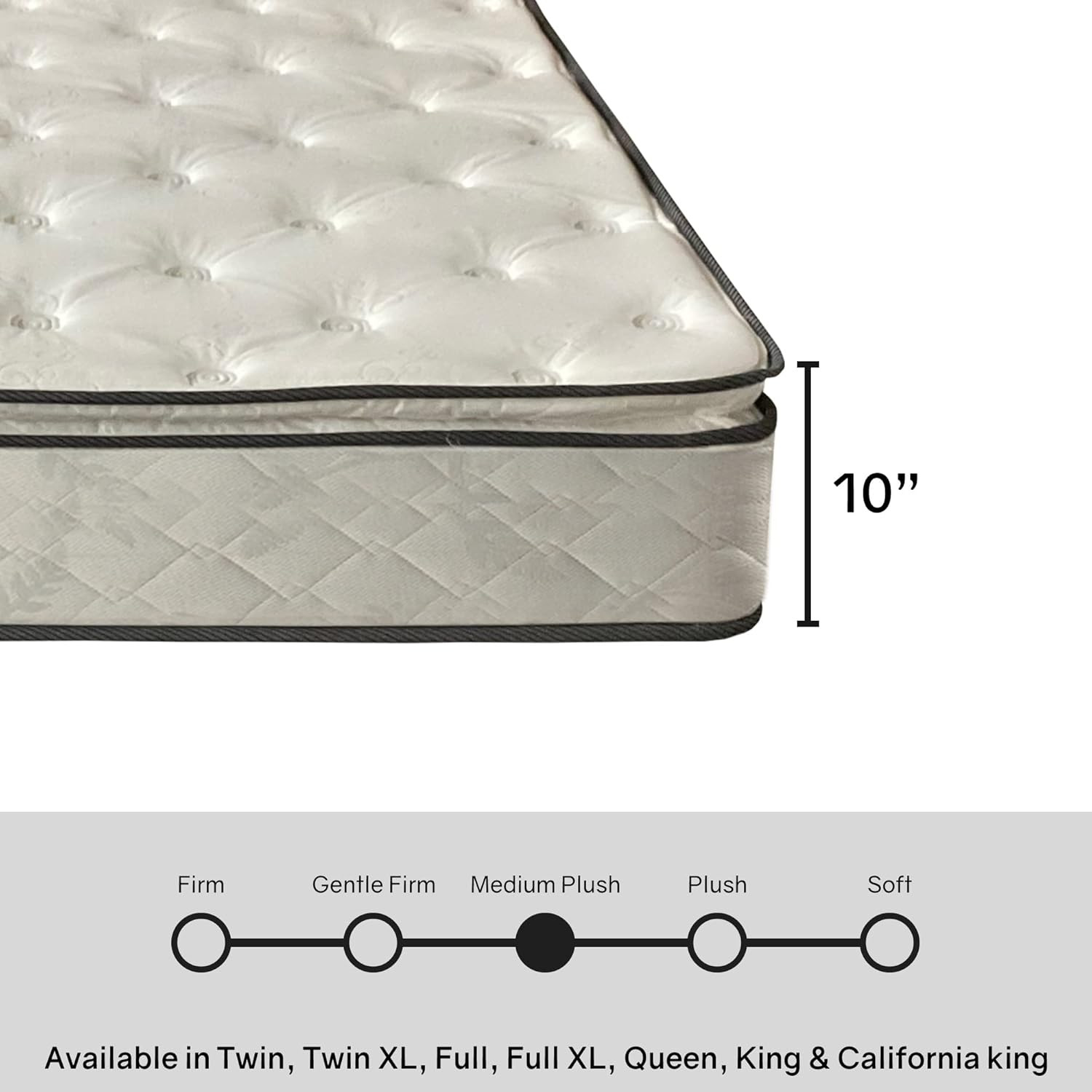 10-Inch King Plush Pillowtop Innerspring Mattress for Ultimate Comfort