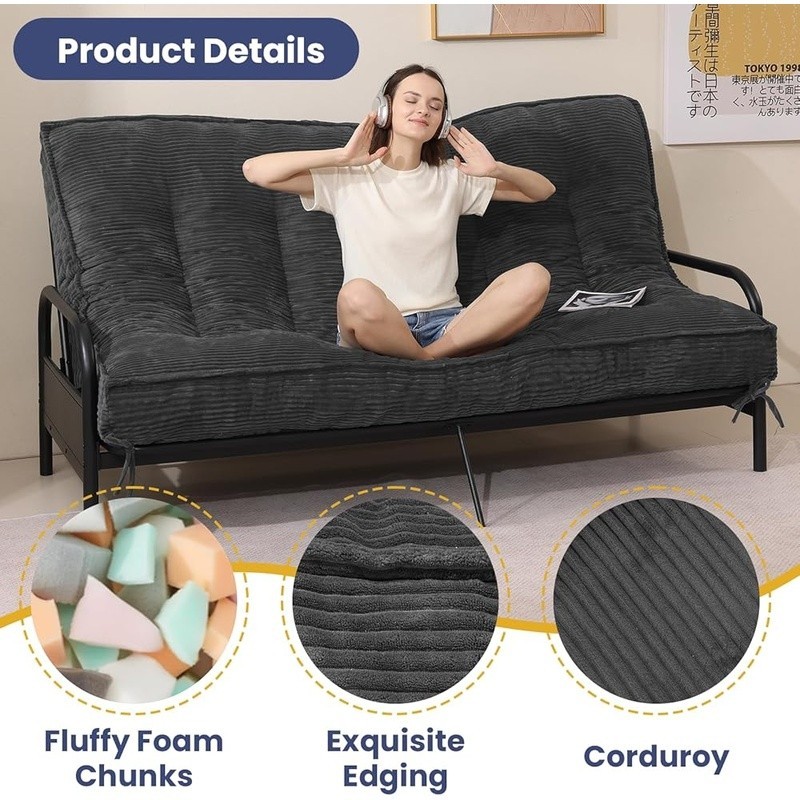 8″ Futon Mattress Full Size Thick Futons Sofa Couch Bed Sleeper Sofa Bed
