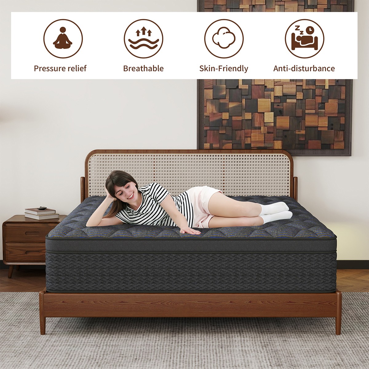12/14 Inch Gel Memory Foam Hybrid Spring Mattress Twin Full Queen King In A Box