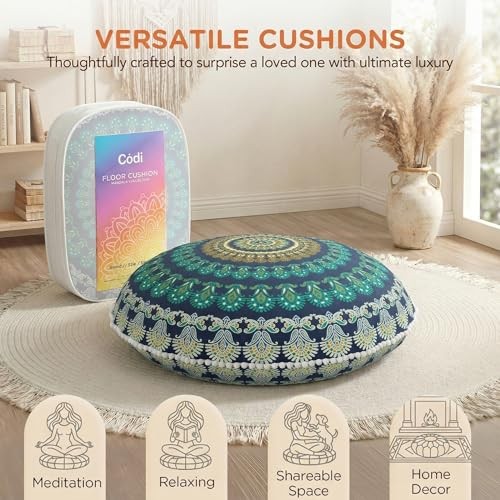 Meditation Floor Pillow Set of 2, Round 2 Count (Pack of 1) Round | Green