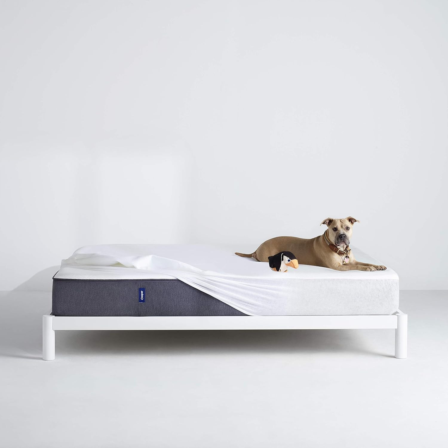 King Mattress with Waterproof Protector – Light Grey & White