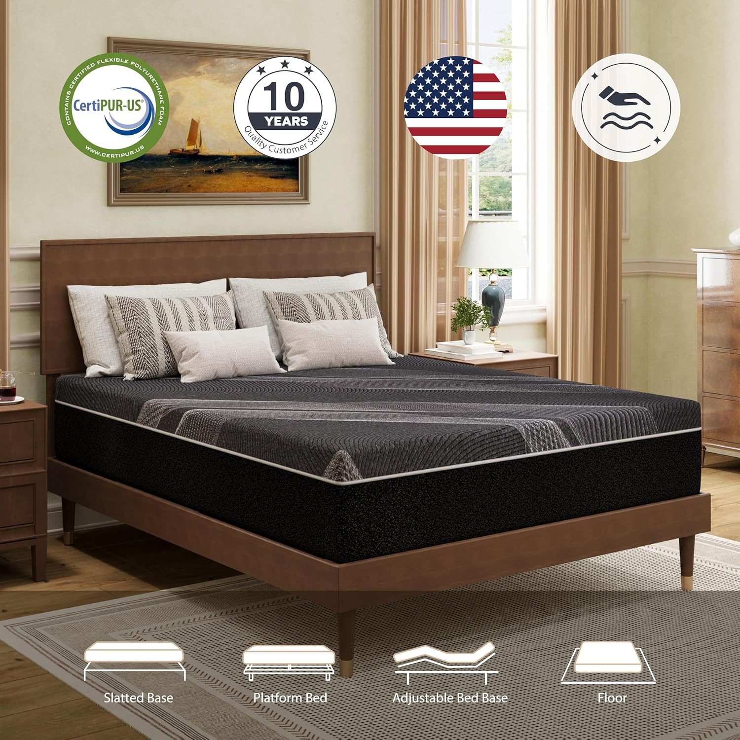 Dyonery King Size Mattress, 12 Inch Gel Memory Foam, Cooling & Back Pain Relief,