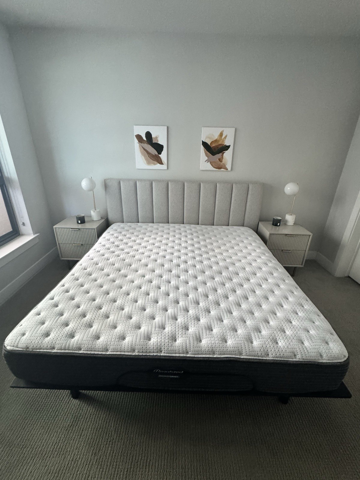 Beautyrest PressureSmart King Box Spring Firm Mattress, White Gray, Dot Pattern