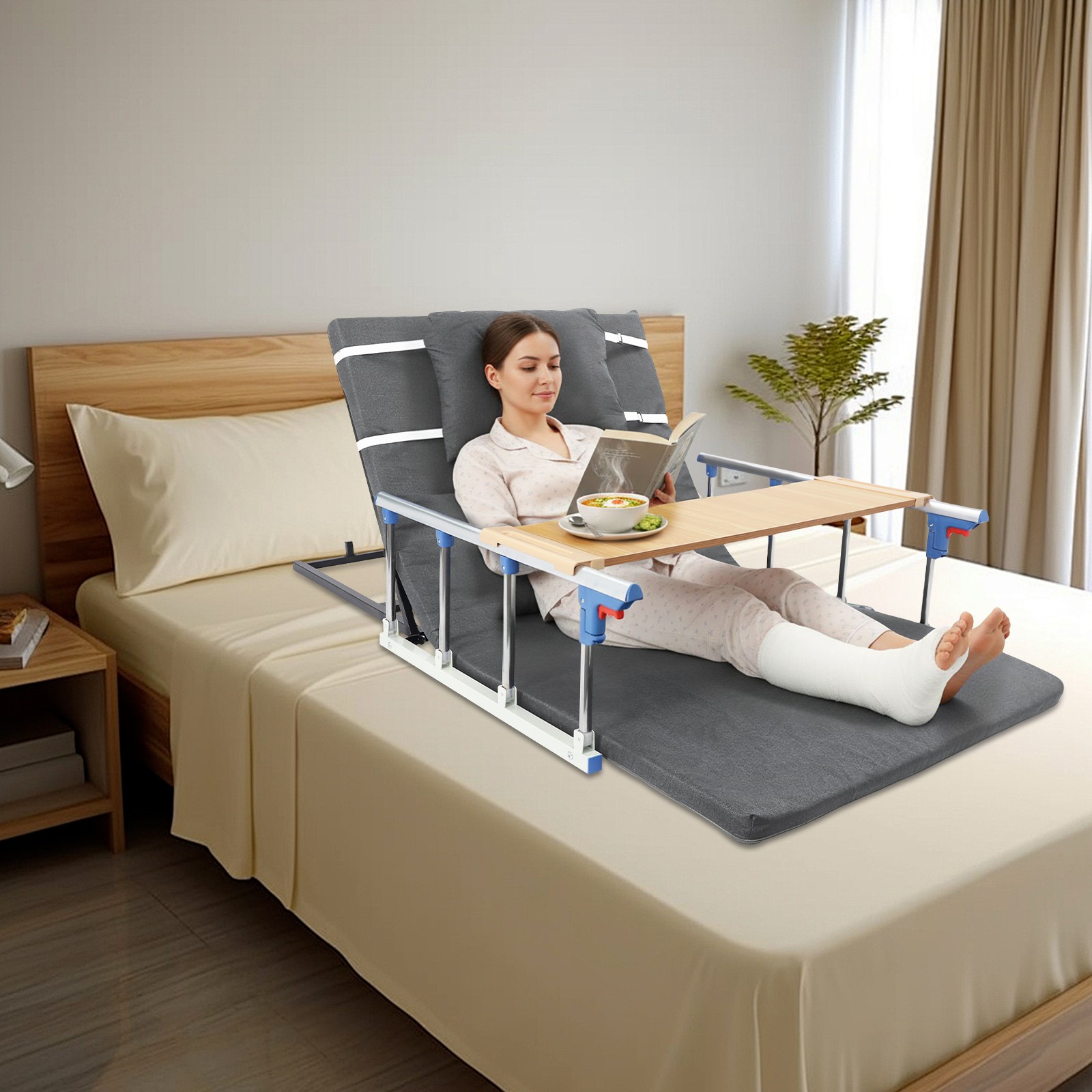 Adjustable Lifting Backrest With Foldable Side Guardrails Electric Lift For Home