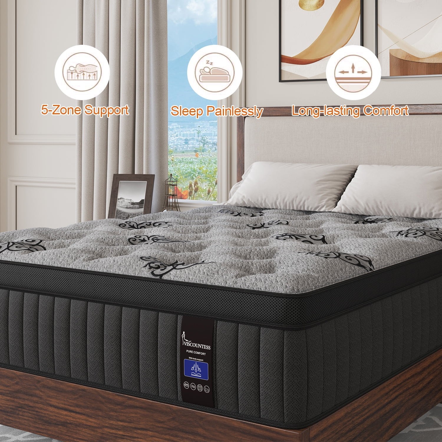 14″ Queen Colchon Gel Memory Foam Hibrido Cama Queen Mattress Medium Firm Hybrid