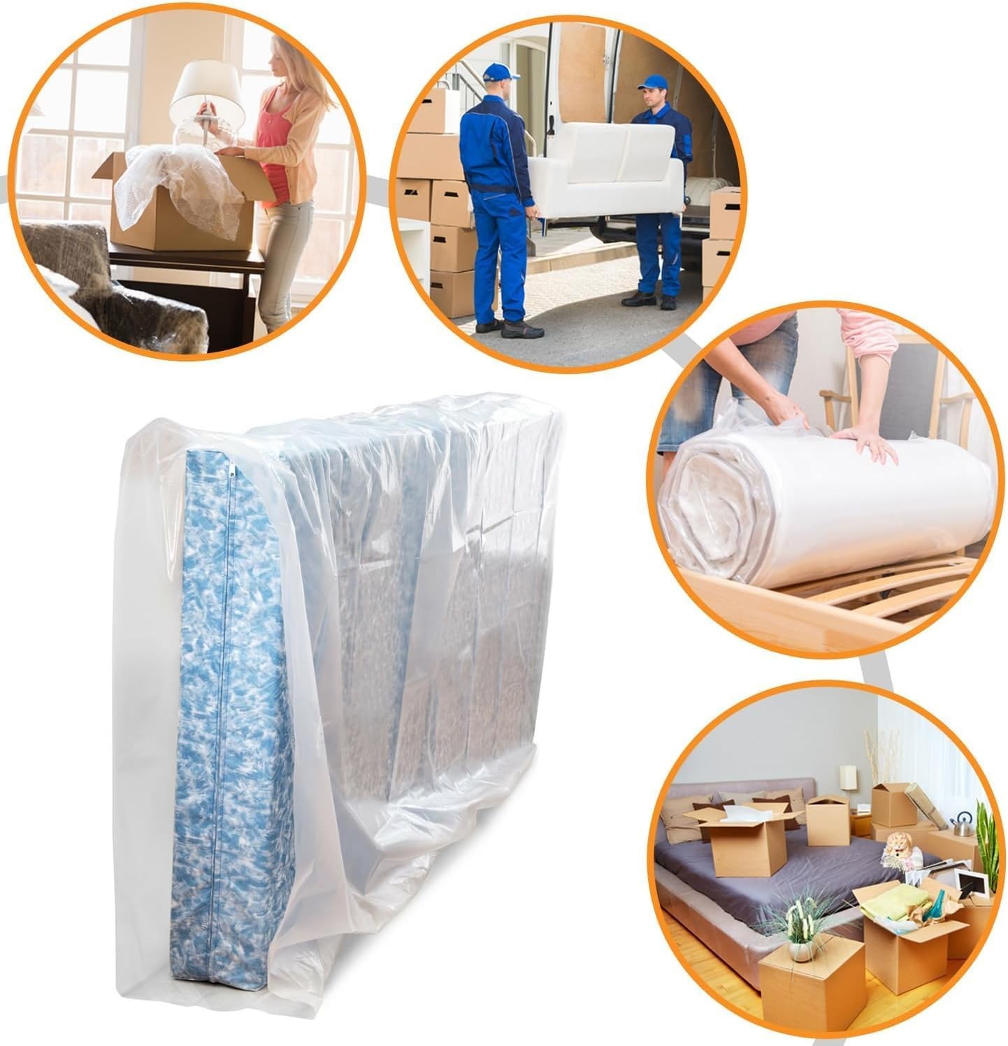 1.5 Mil Thick Mattress Bags for Moving 1Pack – Queen/King, Clear