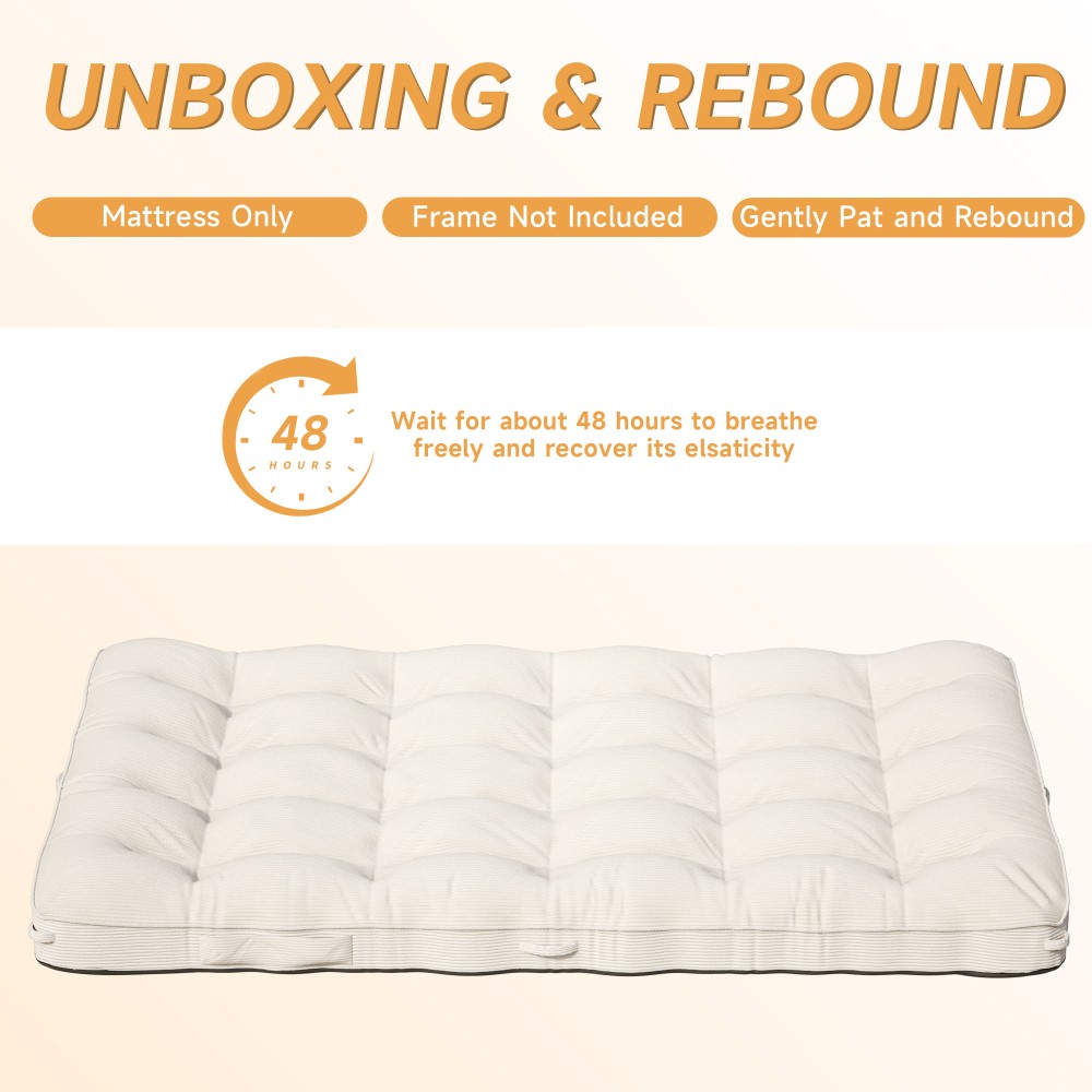 8in Floor Mattress Futon Mattress Sleeping Pad Foldable Roll Up Mat for Sofa Bed
