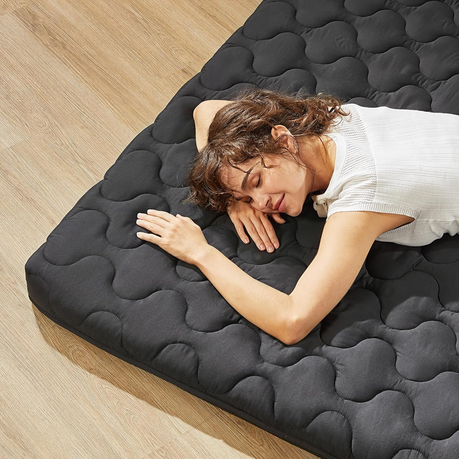 Japanese Floor Mattress, Futon Mattress Queen Size 3″ Thick Portable, Gray