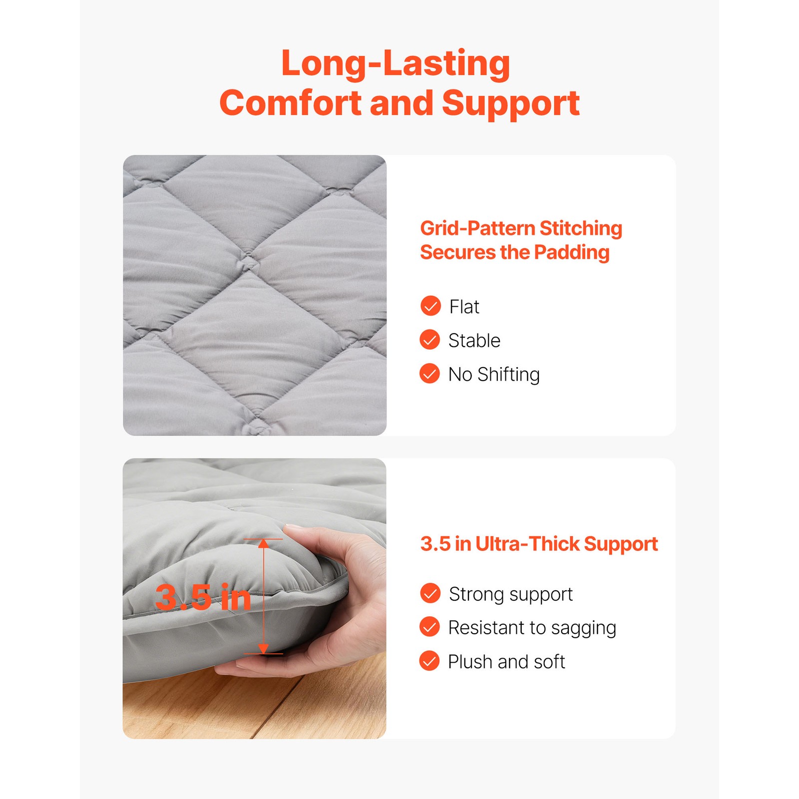 Uimoso Tatami Mattress Full Foldable Futon Mattress with Storage Bag Gray