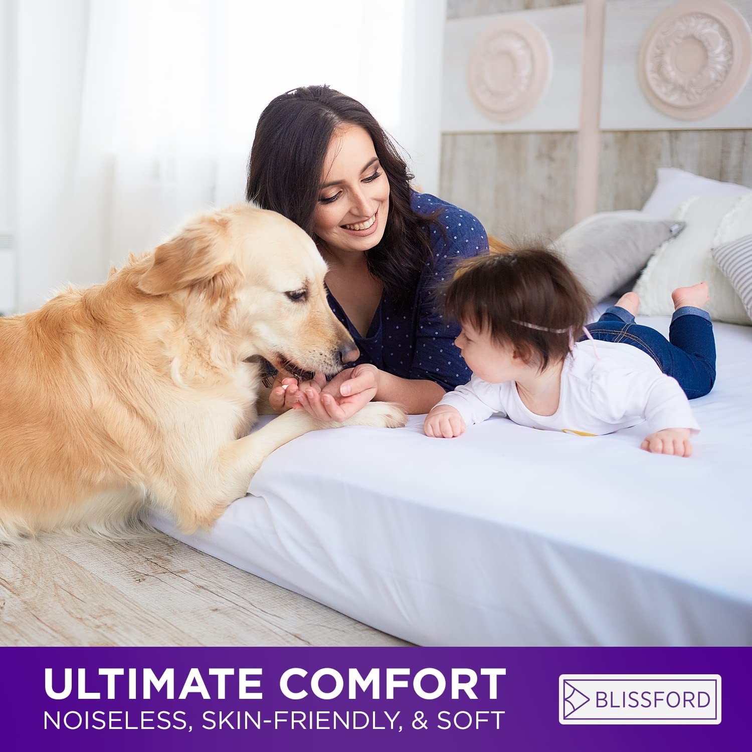 BLISSFORD Plastic Mattress Protector – Heavy Duty, King – 78″ x 80″, White