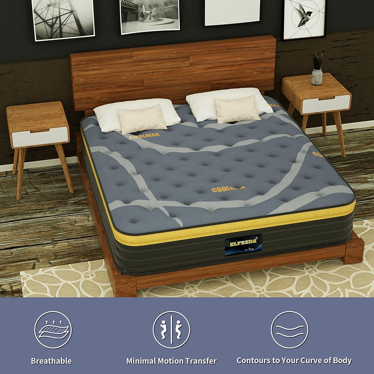 Full Mattress, 12 inch Pillow Top Hybrid Comfy Full Size Mattress in a Bag, H…