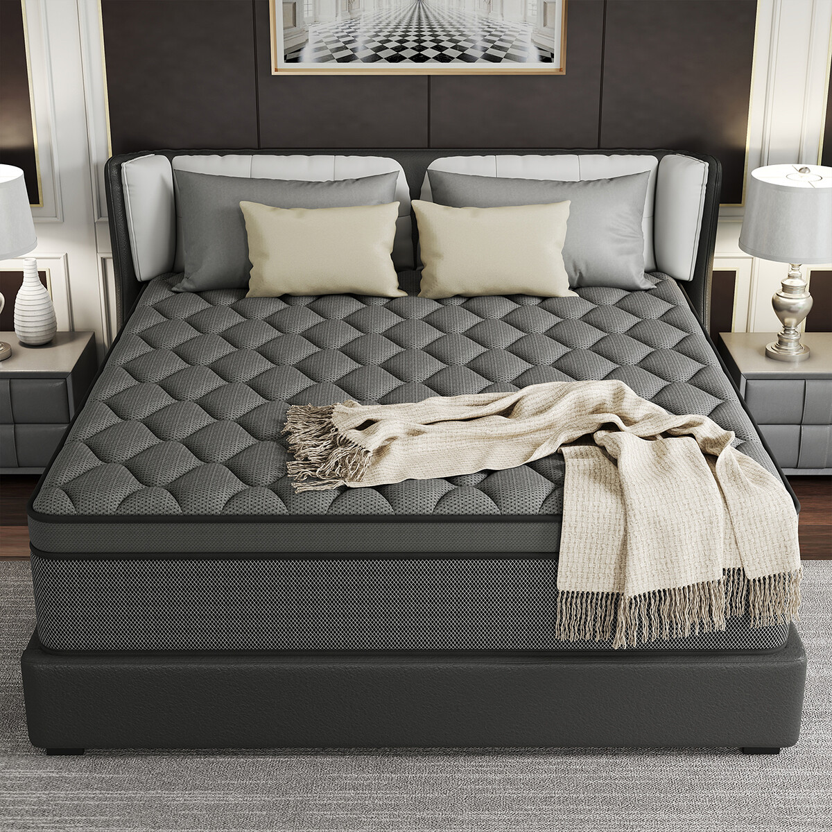 12 Inch Hybrid Mattress Memory Foam InnerSpring Twin Full Queen King In A Box