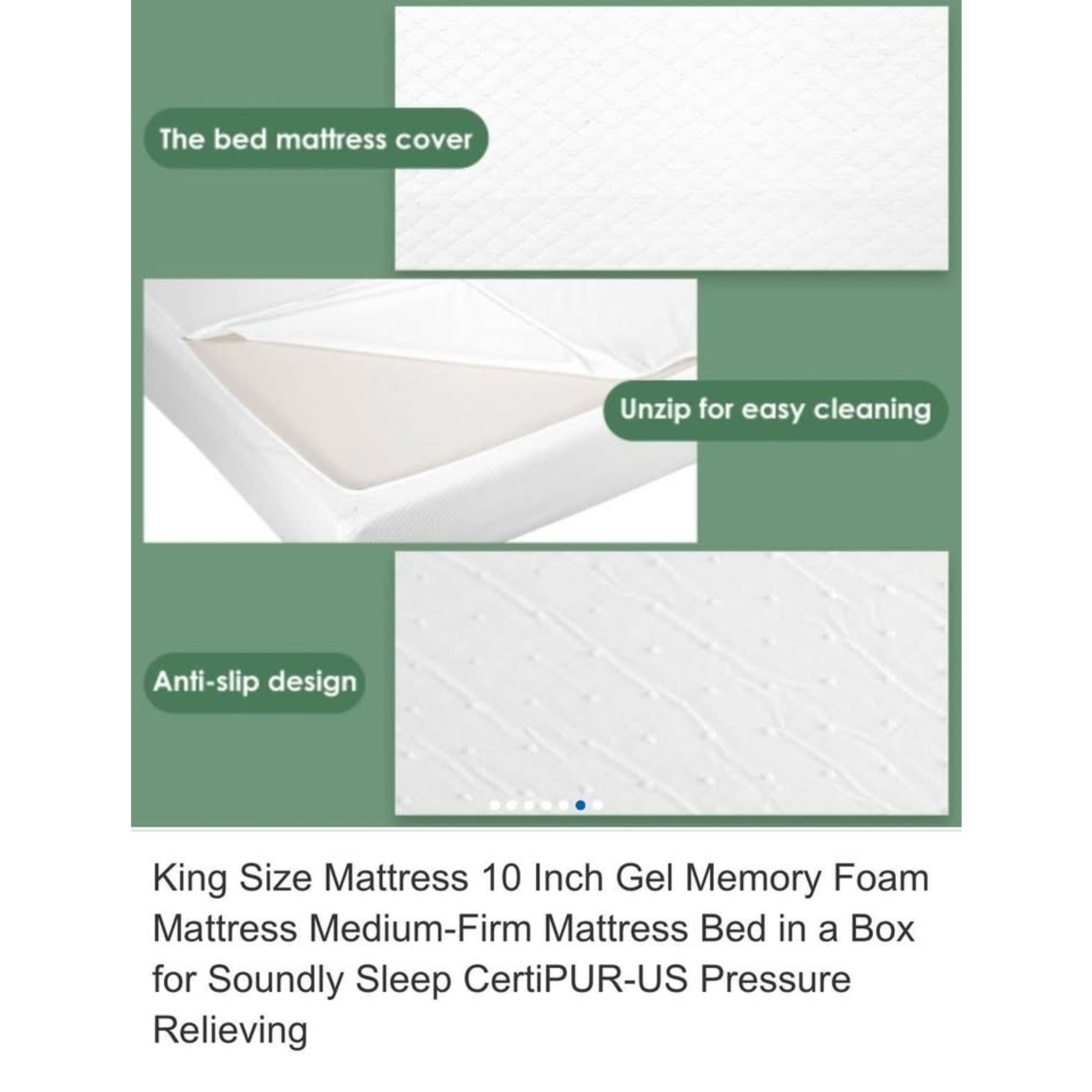 King Size Mattress 10 Inch Gel Memory Foam Mattress Medium-Firm Mattress